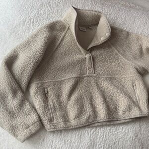 SUNDAY BEST Cropped Fleece Pullover in Tan